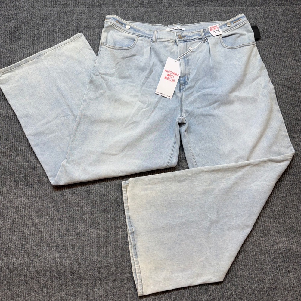Wide Leg Jeans Size‎ 21 Light Wash Baggy Skater Y2K Denim Celebrity Pink